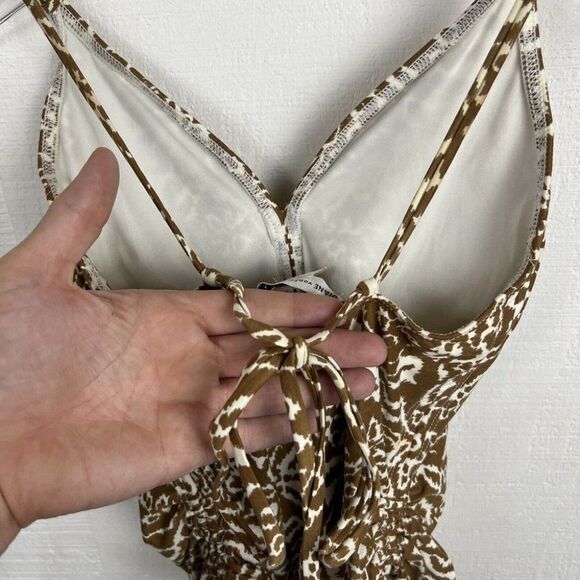 Diane Von Furstenberg Swimsuit S Girls Brown Print One Piece V Neck Swim Summer - Picture 4 of 6